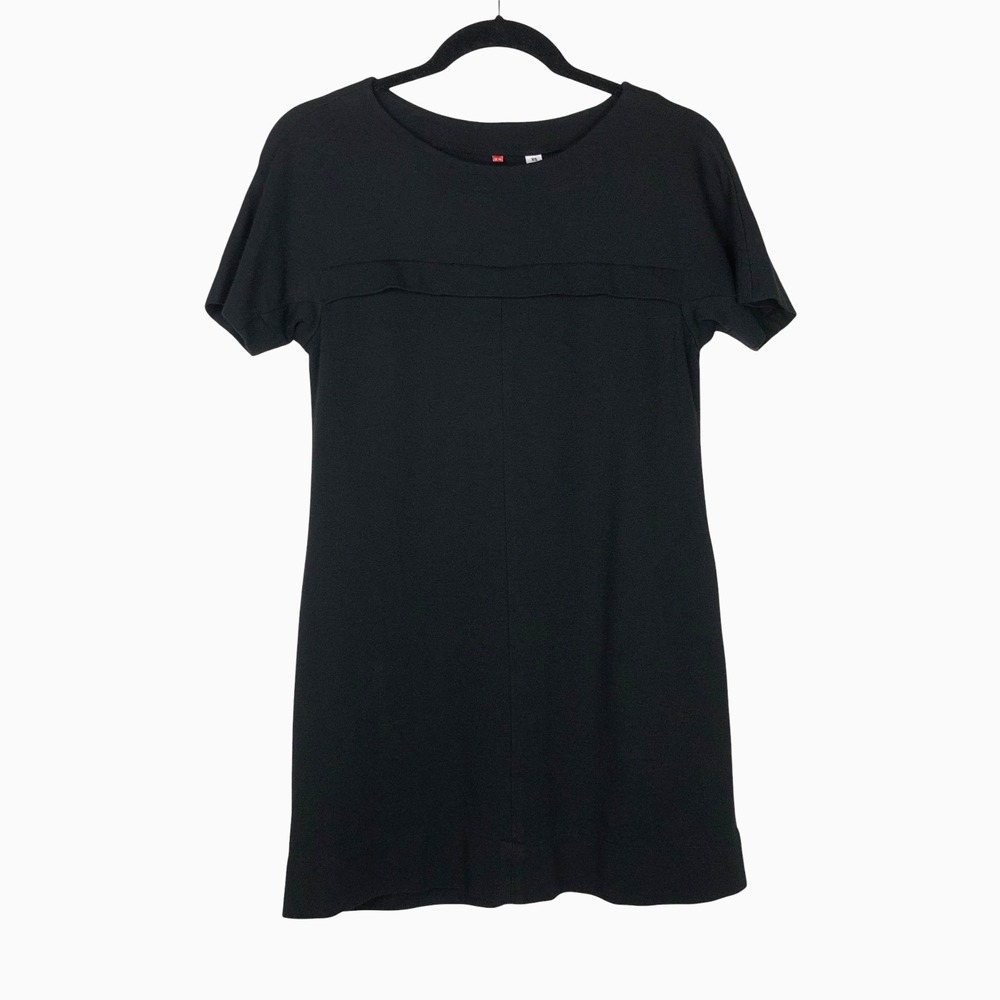 Uniqlo Womens Mini Shirt Dress Pockets Black Size XS Capsule Wardrobe Neutral